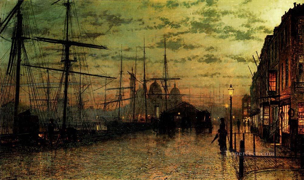 Humber Docks Hull city scenes John Atkinson Grimshaw cityscapes Oil Paintings